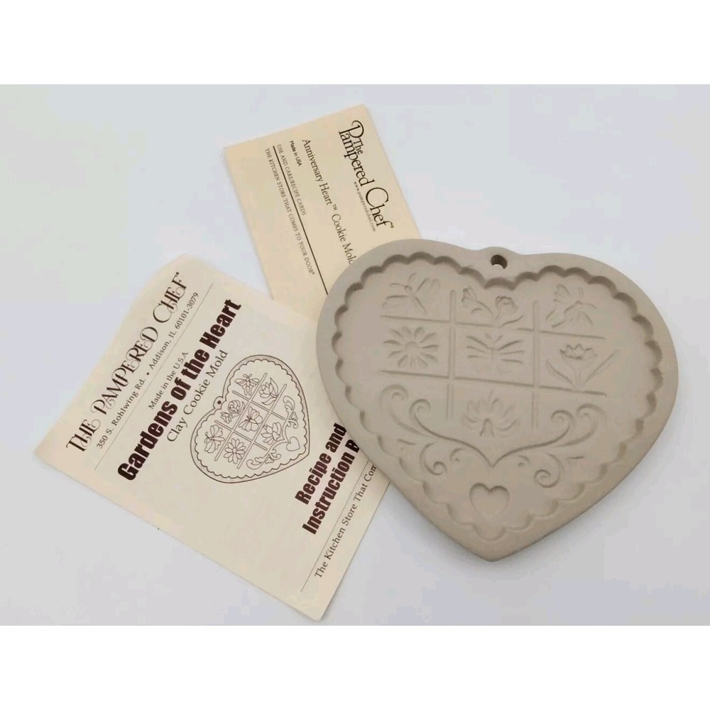 Pampered Chef 96' GARDENS OF THE HEART Clay Mold SEE‎ PICS NOT USED